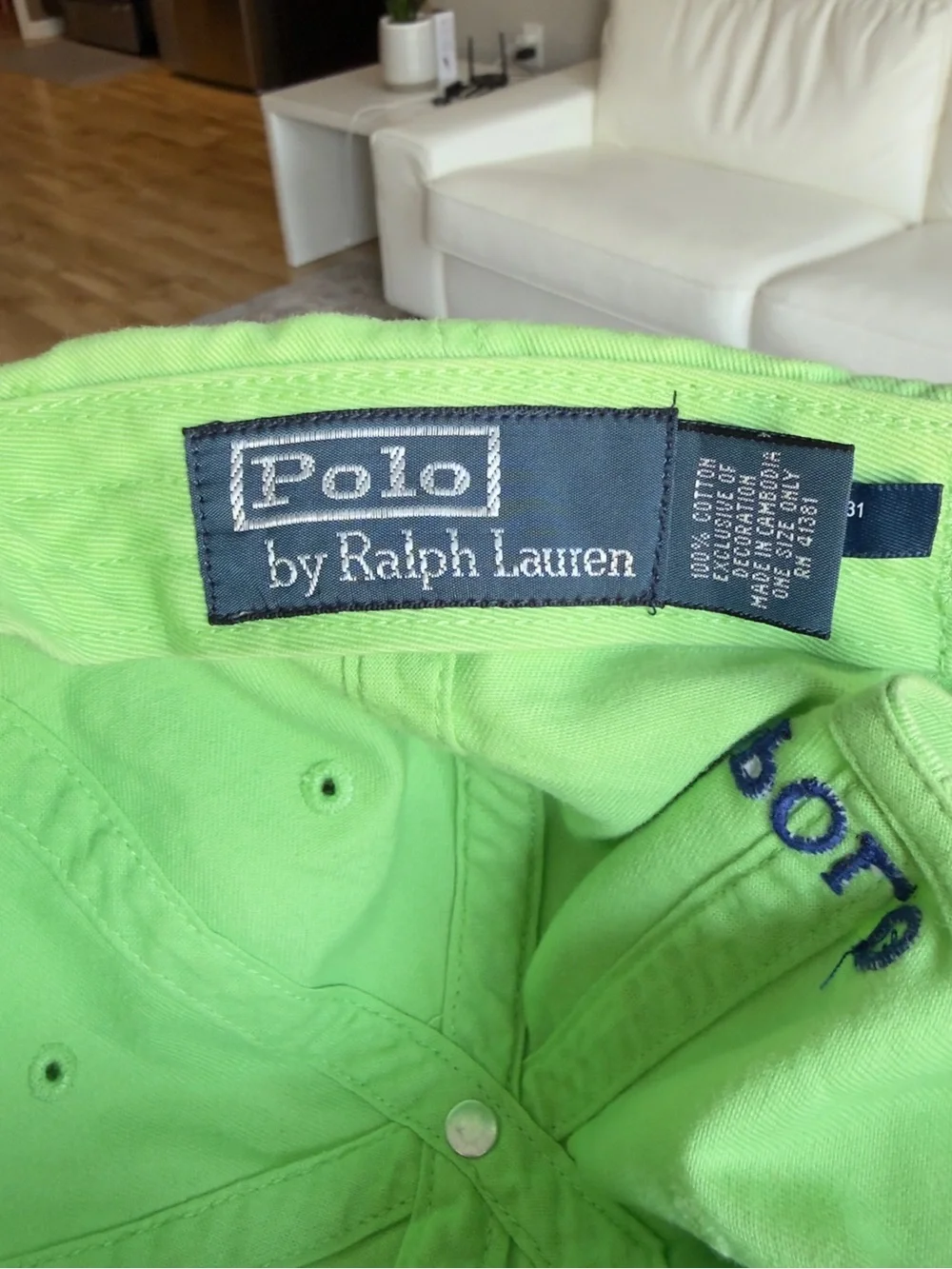 💯 Authentic Polo by Ralph Lauren Lime Green Cap with Navy Pony Logo